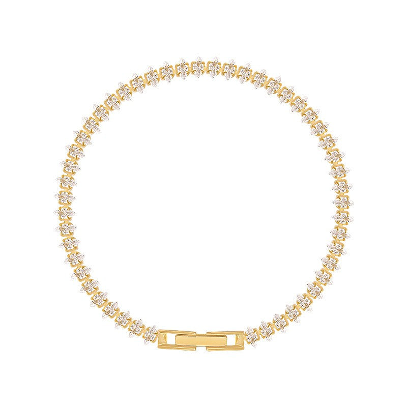 Gold Tennis Bracelet with Crystal Accents