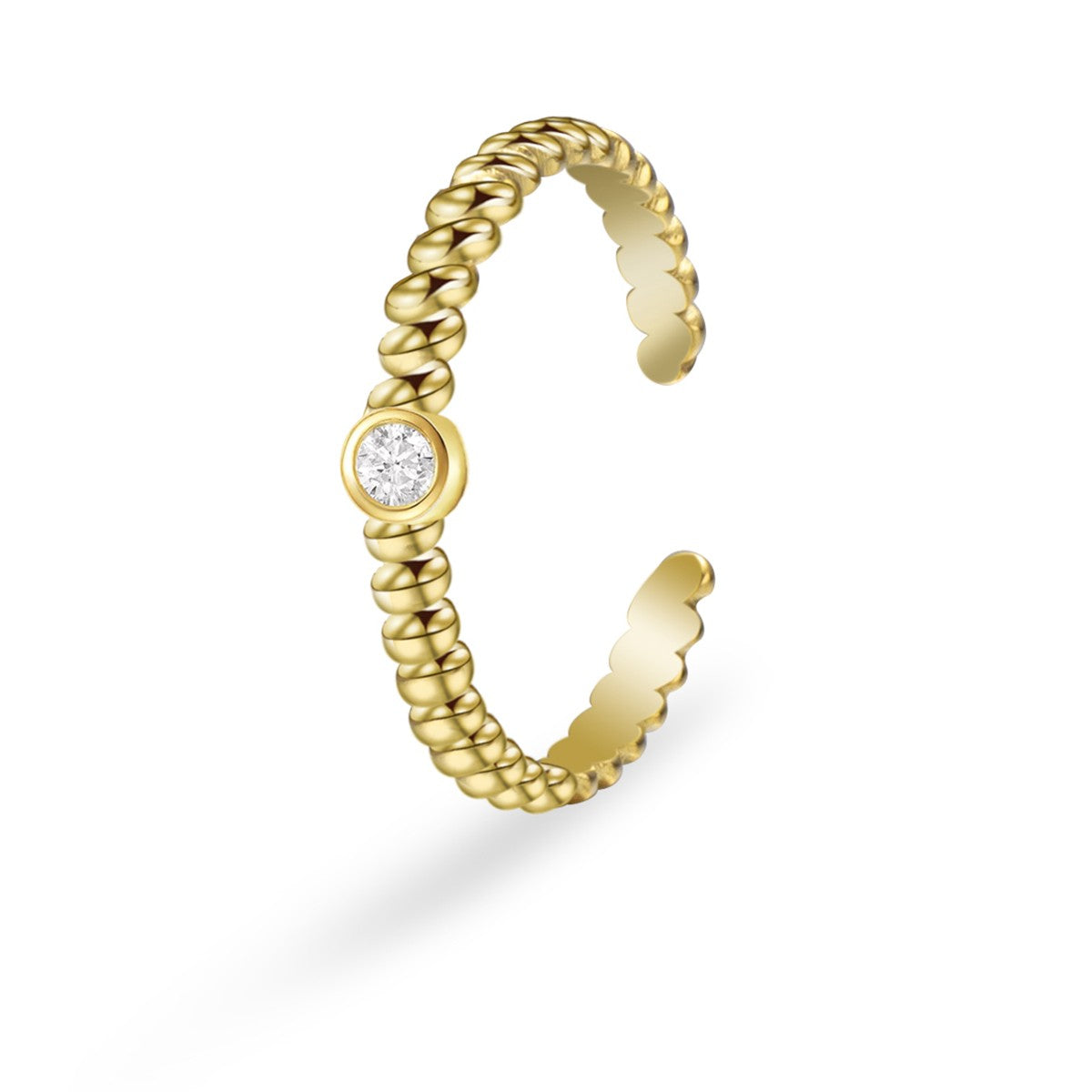Gold Stainless Steel Beaded Ring