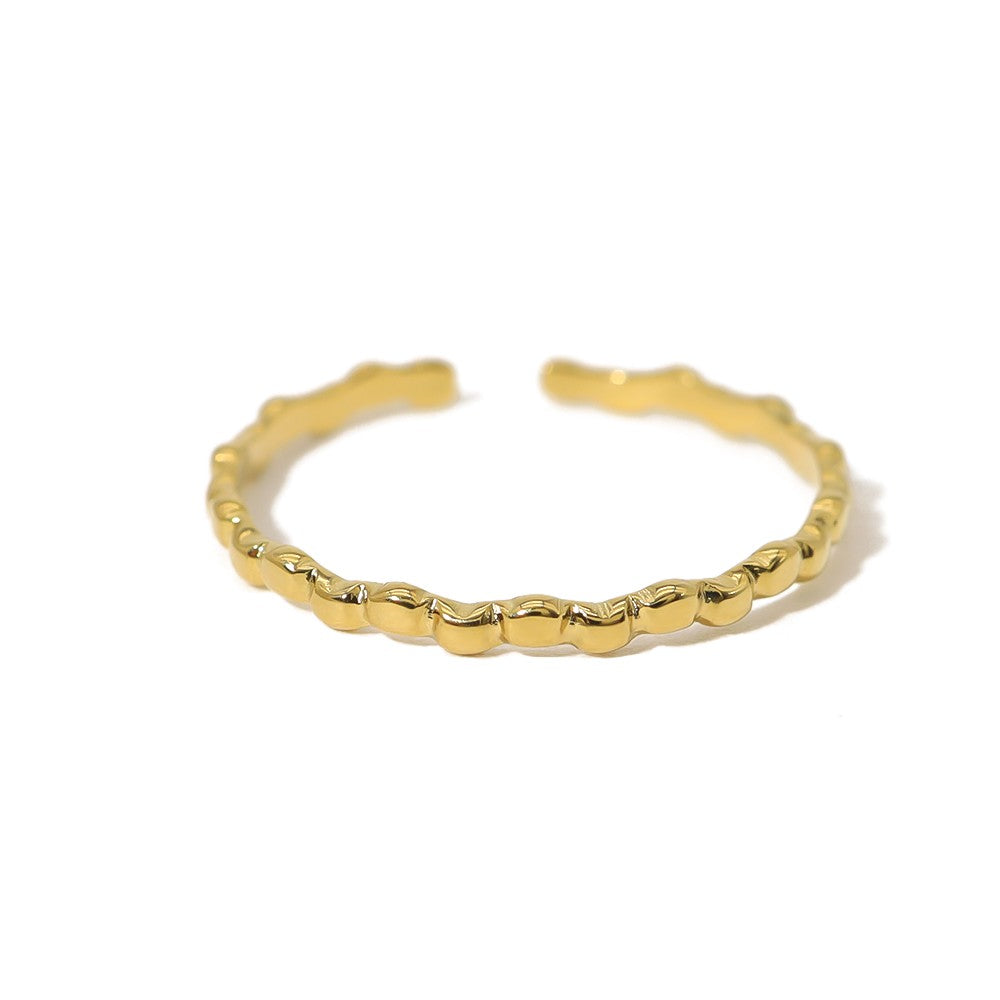 Gold Stainless Steel Beaded Ring