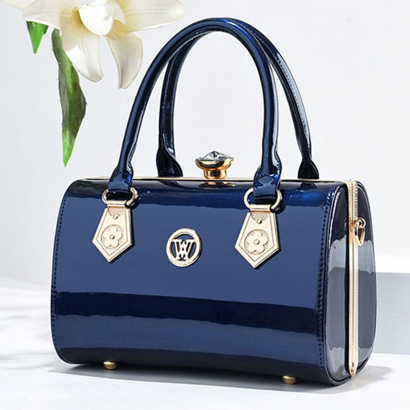 Women's Patent Leather Barrel Handbag