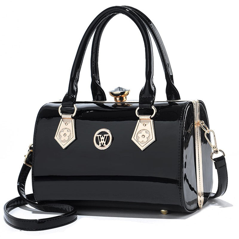 Women's Patent Leather Barrel Handbag
