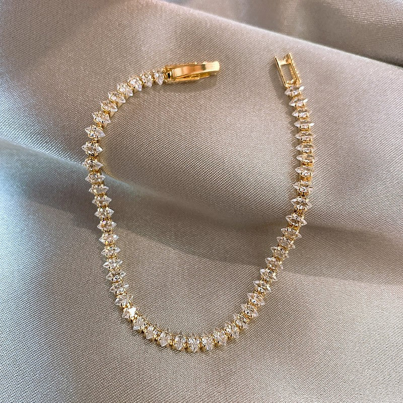 Gold Tennis Bracelet with Crystal Accents