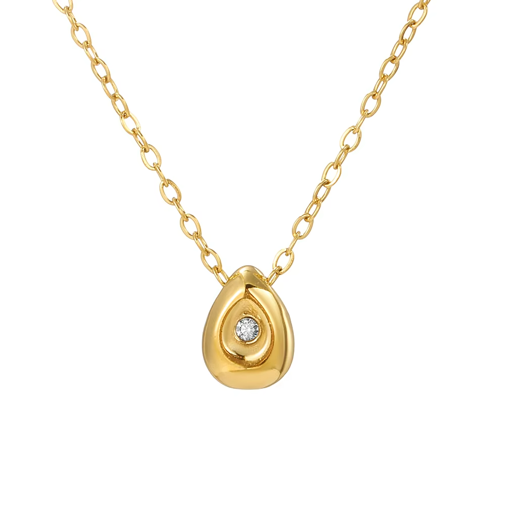 Stainless Steel Teardrop Pendant Necklace