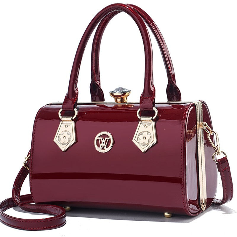 Women's Patent Leather Barrel Handbag